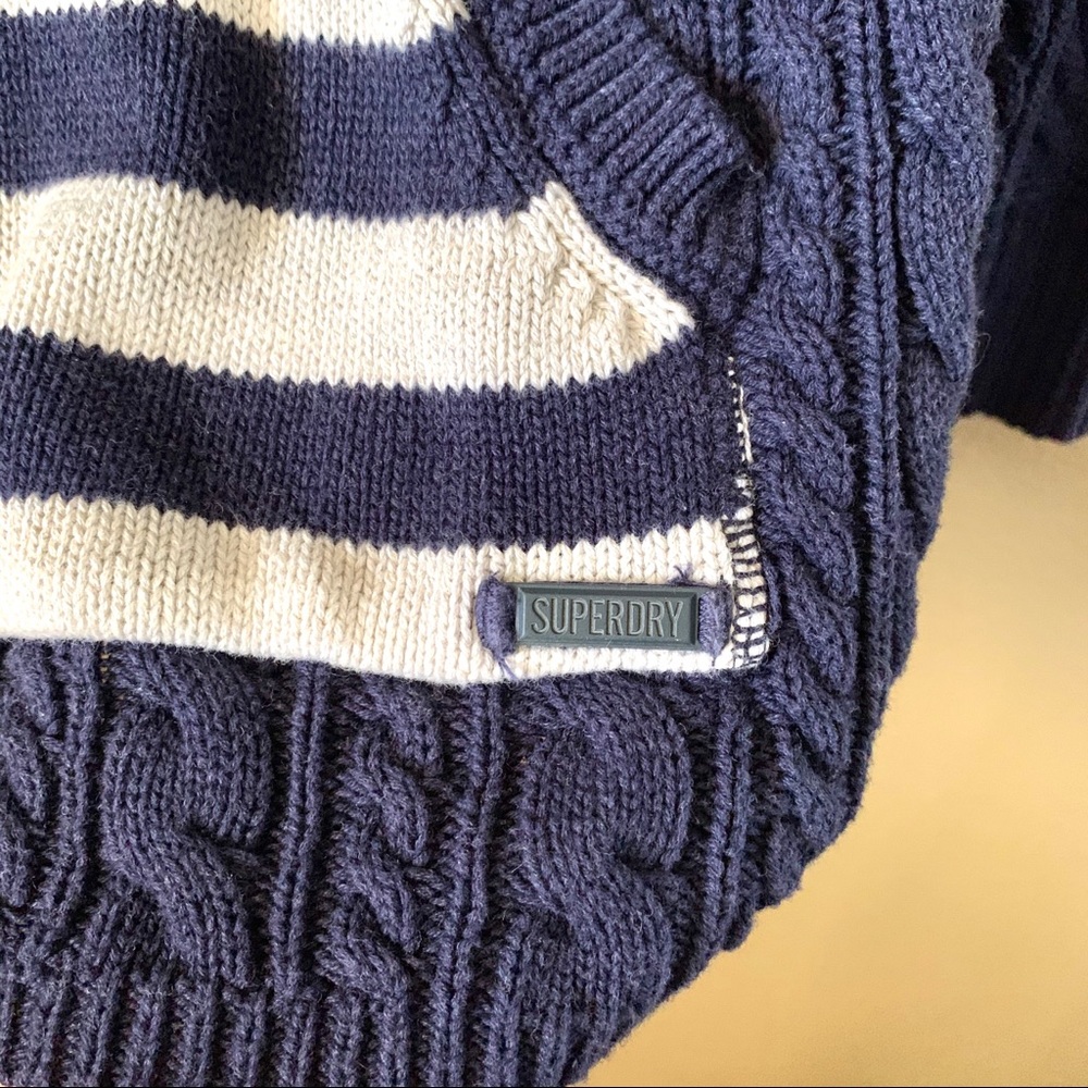 SUPERDRY Knitted Hoodie V neck Sweater - Picture 7 of 7